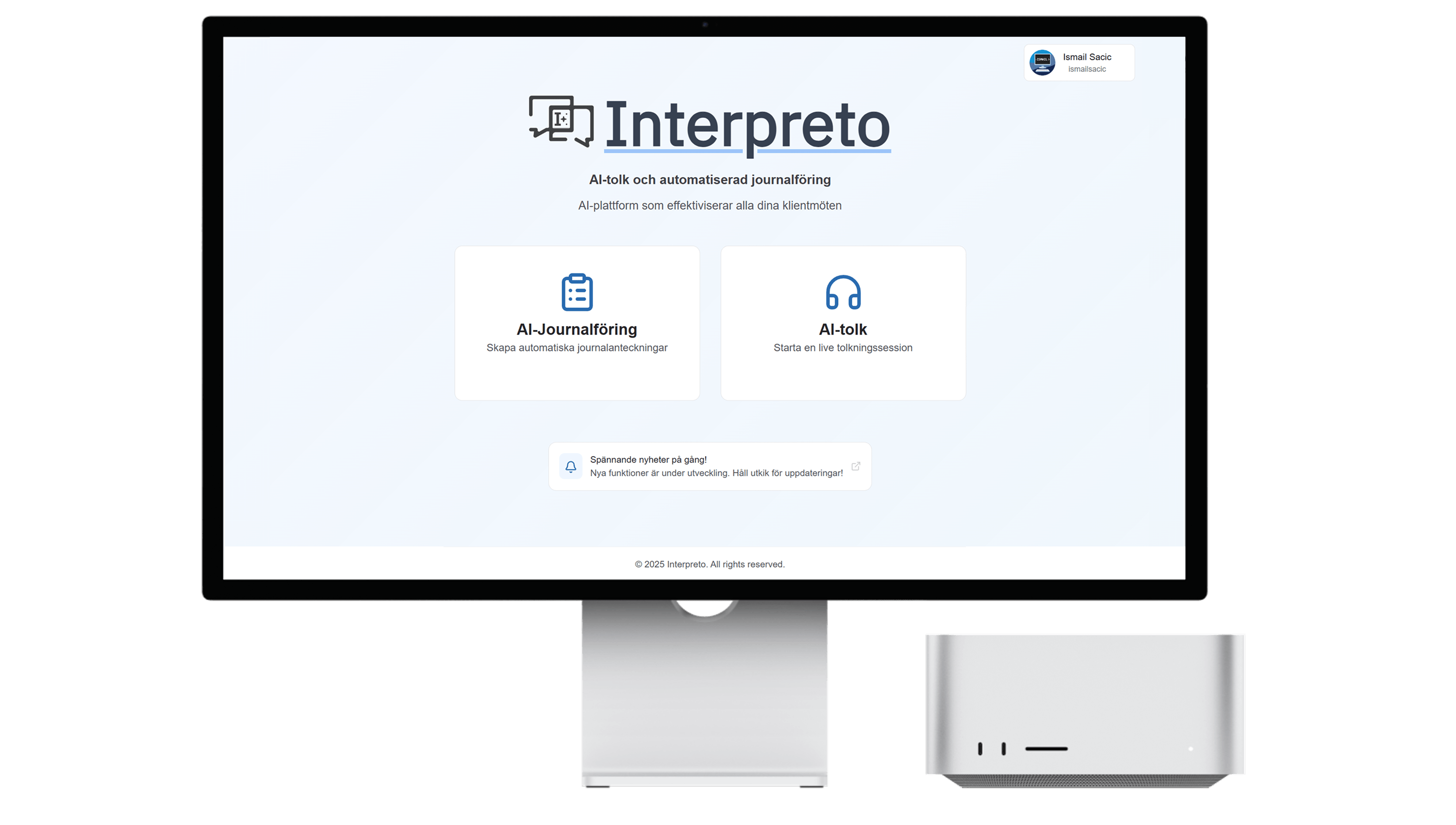 Interpreto Dashboard on Macbook